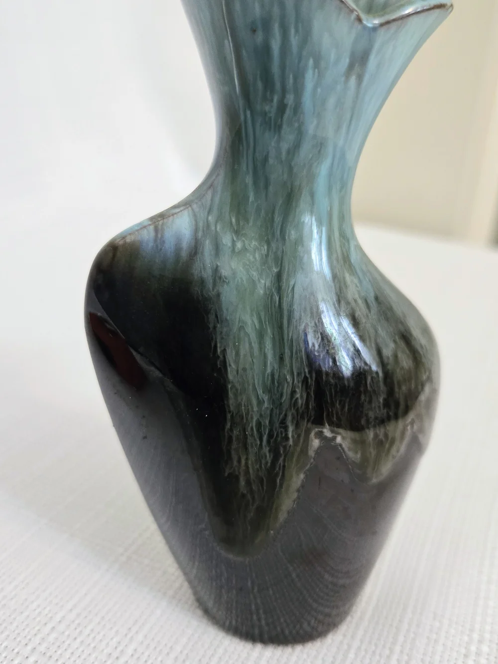 Vtg Arrow Pottery Vase Drip Glaze Irregular Open Tulip 6